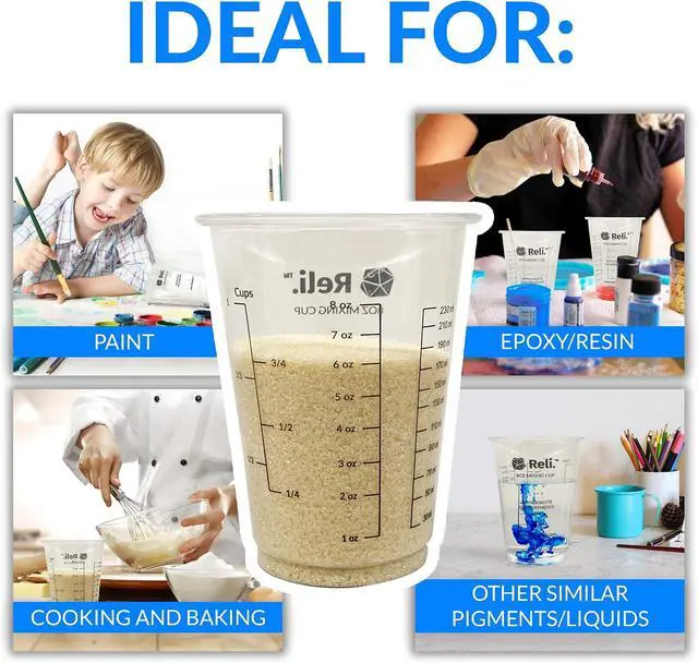 Alt view image 6 of 7 - Reli. 8 oz Paint Mixing Cup (20 Pcs) | Resin Mixing Cups | Clear Plastic Mixing Cup / Disposable Measuring Cups | Use for Paint, Epoxy, Resin, Pigments (8oz)