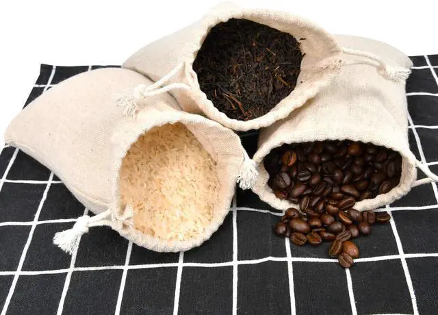 Alt view image 3 of 7 - calary 5x6.9 Inch Double Canvas Drawstring Bag Cotton Pouch Gift Sachet Bags Muslin Bag Reusable Tea Bag (25pcs)