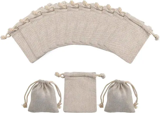 Alt view image 2 of 7 - calary 5x6.9 Inch Double Canvas Drawstring Bag Cotton Pouch Gift Sachet Bags Muslin Bag Reusable Tea Bag (25pcs)