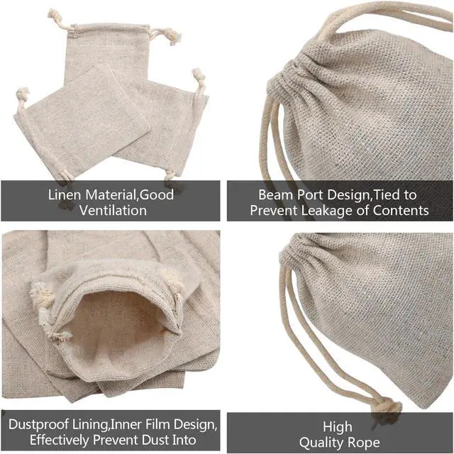 Alt view image 4 of 7 - calary 5x6.9 Inch Double Canvas Drawstring Bag Cotton Pouch Gift Sachet Bags Muslin Bag Reusable Tea Bag (25pcs)