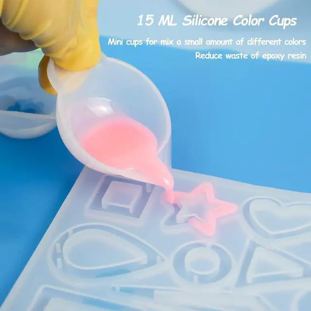 Alt view image 5 of 6 - Creahaus Silicone Measuring Cups Tool Kit for Resin, Non-Stick 250 & 100ml Epoxy Mixing Cups, Reusable Resin Supplies with Silicone Mat, Stir Sticks, Pipettes, Cups for Molds, Jewelry Making