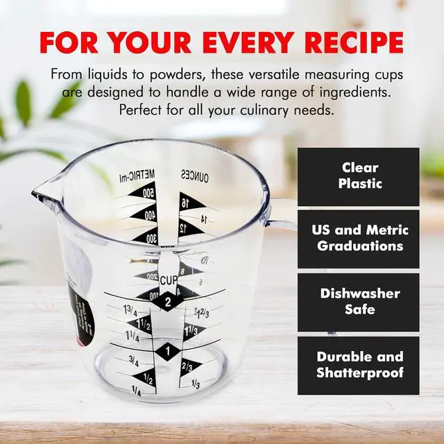Alt view image 4 of 7 - Chef Craft Select Plastic Measuring Cup, 2 Cup, Clear