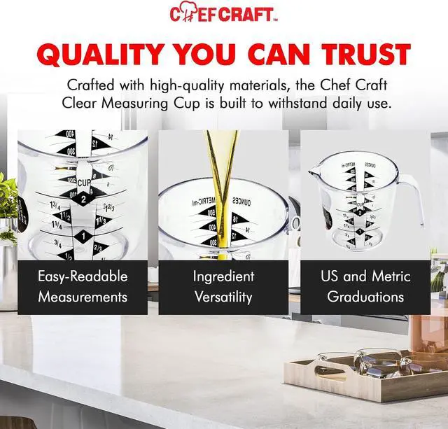 Alt view image 6 of 7 - Chef Craft Select Plastic Measuring Cup, 2 Cup, Clear