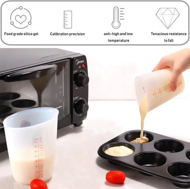Alt view image 7 of 7 - 3 PCS Silicone Flexible Measuring Cups,2 Cup&1 Cup&1/2 Cup | Squeeze and Pour Melting Cups with Marking Ounce/ML for Epoxy Resin,Butter,Chocolate