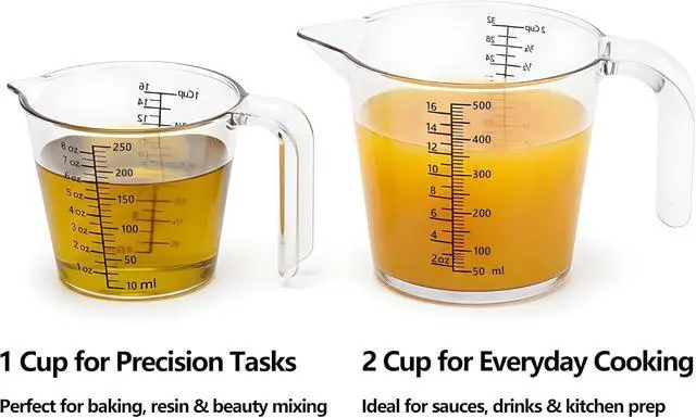 Alt view image 7 of 7 - 1 Cup (250ml) Measuring Cup, Laser-Etched oz/cup/mL/Tbsp, Small Plastic Measuring Cup with Handle for Baking, Hair Color & Resin