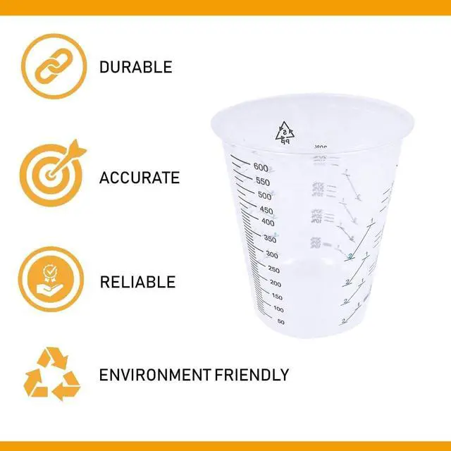 Alt view image 3 of 7 - CANOPUS Mixing Cups for Epoxy and Resin, Measuring Cups, Graduated Paint Mixing Cups, Plastic Mixing Cups for Automotive and Art Projects, 20 ounce (1 Pint), 600 cc (Pack of 25)