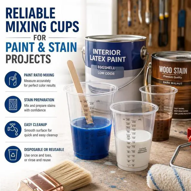 Alt view image 4 of 7 - 8oz Clear Plastic Measuring Cups, Graduated Mixing Cups, 50 Pack | Disposable & reusable, Graduated markings, 8oz capacity, Resin & paint mixing, Cooking & baking, 50 pack