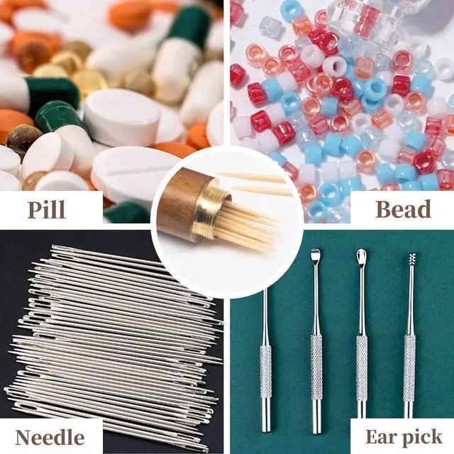 Alt view image 5 of 6 - Toothpick Holder Portable Wood Toothpick Case Waterproof Handmade Craft Toothpick Pocket Box for Storage Toothpicks, Needle, Pill, Bead, Ear Pick, Cotton Swab and Other Small Object (4 Packs)