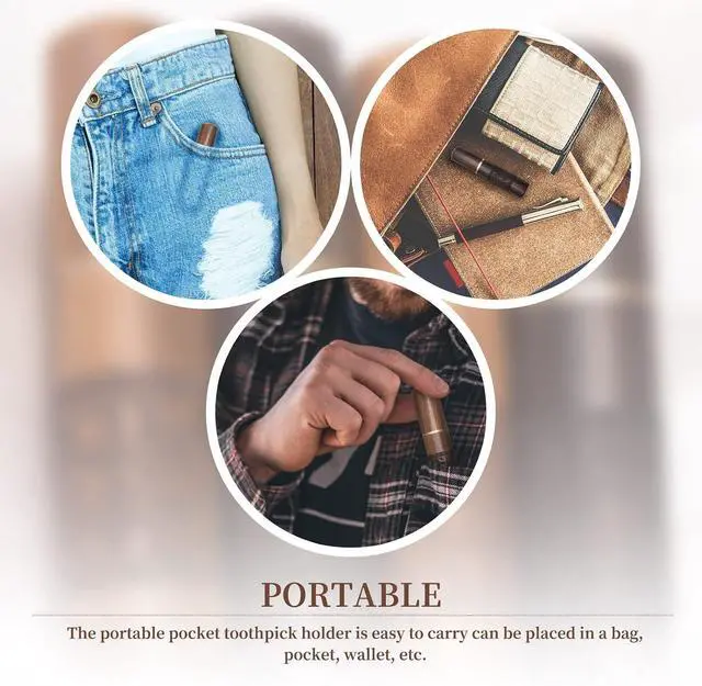 Alt view image 6 of 6 - Toothpick Holder Portable Wood Toothpick Case Waterproof Handmade Craft Toothpick Pocket Box for Storage Toothpicks, Needle, Pill, Cotton Swab, Bead, Ear Pick, and Other Small Object (4 Packs)