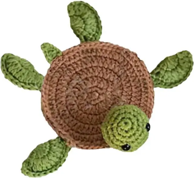 Alt view image 2 of 7 - (1 Pack) Handmade Crochet Turtle Coaster, Fun Animal Mug Rug, Creative Knitting Housewarming Gift, Home Decor, Gift for Daughter, Mom, Teacher(1 Pack)