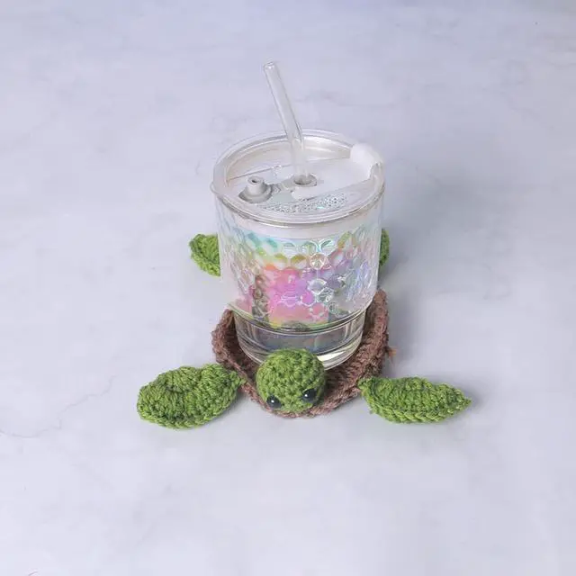 Alt view image 4 of 7 - (1 Pack) Handmade Crochet Turtle Coaster, Fun Animal Mug Rug, Creative Knitting Housewarming Gift, Home Decor, Gift for Daughter, Mom, Teacher(1 Pack)