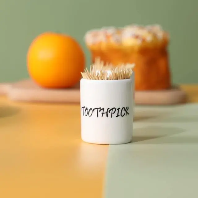 Alt view image 2 of 6 - LEETOYI Ceramic Toothpick Holder Dispenser, Set of 2, White