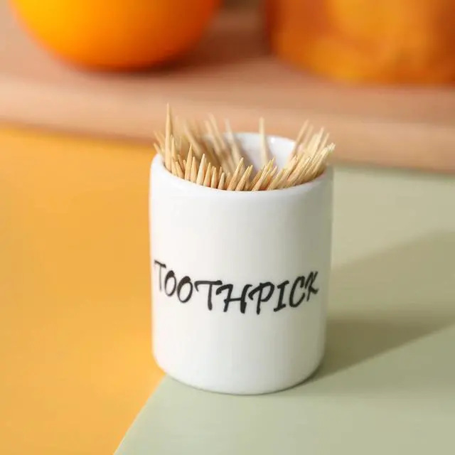 Alt view image 5 of 6 - LEETOYI Ceramic Toothpick Holder Dispenser, Set of 2, White