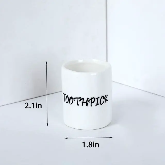 Alt view image 3 of 6 - LEETOYI Ceramic Toothpick Holder Dispenser, Set of 2, White