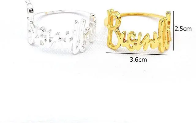 Alt view image 3 of 7 - Napkin Rings- 6 Pcs Bismillah Letter Metal Napkin Ring Set Alphabet Napkin Buckles Holder Table Decor for Wedding, Party, Ramadan, Banquet (Gold)