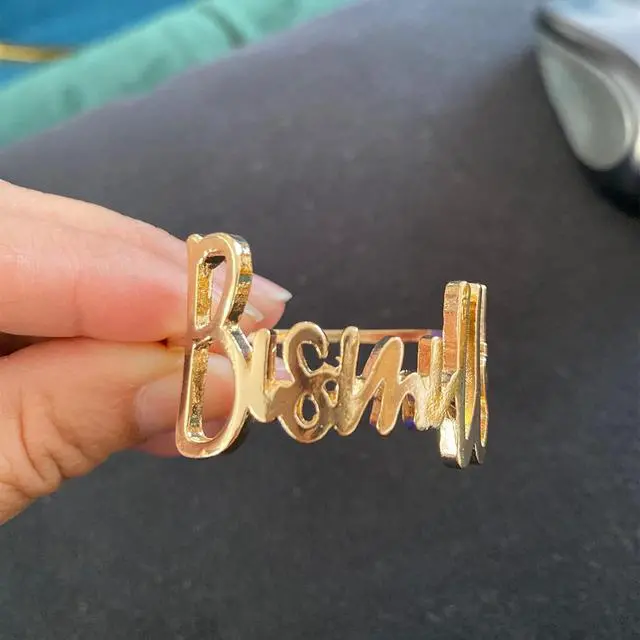 Alt view image 5 of 7 - Napkin Rings- 6 Pcs Bismillah Letter Metal Napkin Ring Set Alphabet Napkin Buckles Holder Table Decor for Wedding, Party, Ramadan, Banquet (Gold)