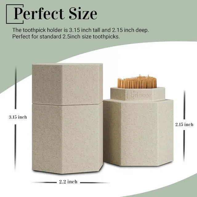 Alt view image 2 of 5 - Toothpick Holder, Toothpick Holder Dispenser with Lid, Beige