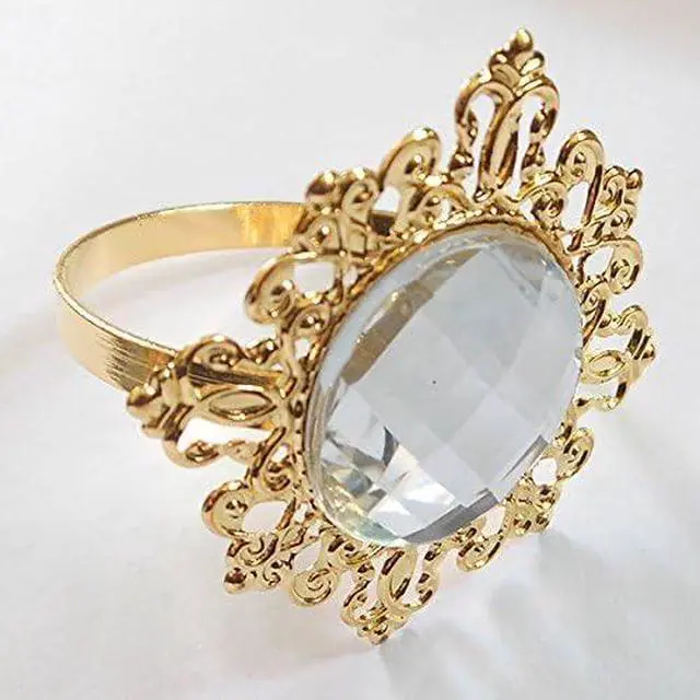 Alt view image 2 of 7 - Tangpan 10pcs Gold-Light Napkin Ring Rhinestones Napkin Rings for Weddings Pearl Napkin Rings Shiny (Clear)