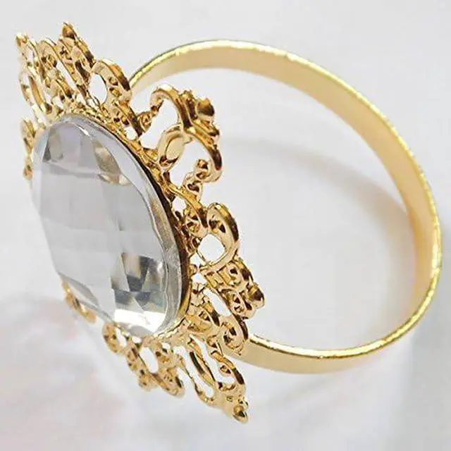 Alt view image 3 of 7 - Tangpan 10pcs Gold-Light Napkin Ring Rhinestones Napkin Rings for Weddings Pearl Napkin Rings Shiny (Clear)