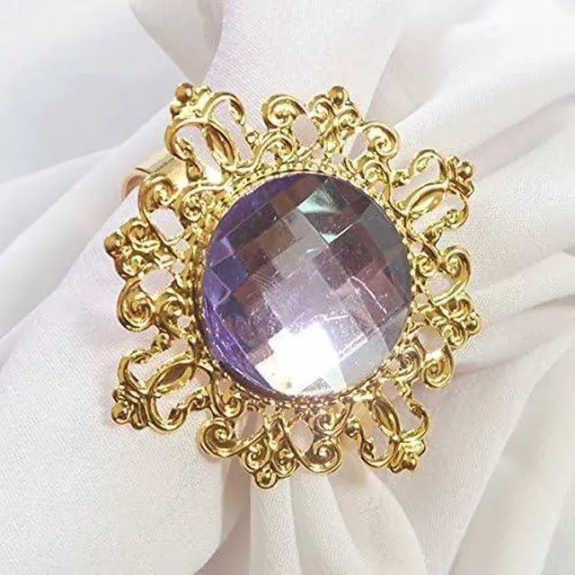 Alt view image 6 of 7 - Tangpan 10pcs Gold-Light Napkin Ring Rhinestones Napkin Rings for Weddings Pearl Napkin Rings Shiny (Clear)