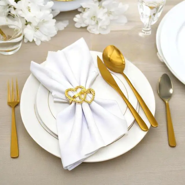 Alt view image 4 of 7 - Napkin Rings Set of 6,Gold Heart Napkin Ring,Metal Alloy Heart Napkin Ring for Wedding, Dinner Party, Table Decor and Daily Use