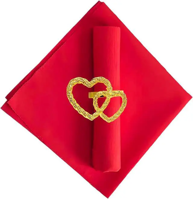 Alt view image 2 of 7 - Napkin Rings Set of 6,Gold Heart Napkin Ring,Metal Alloy Heart Napkin Ring for Wedding, Dinner Party, Table Decor and Daily Use