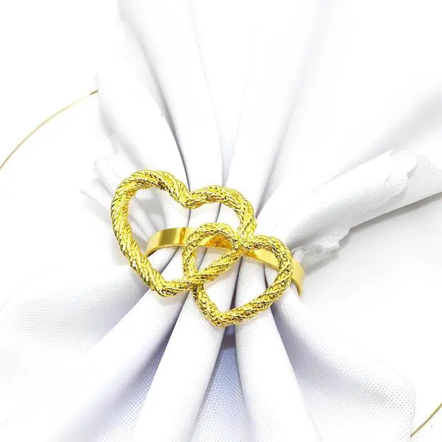 Alt view image 5 of 7 - Napkin Rings Set of 6,Gold Heart Napkin Ring,Metal Alloy Heart Napkin Ring for Wedding, Dinner Party, Table Decor and Daily Use