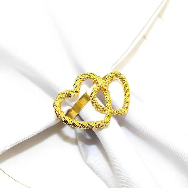 Alt view image 7 of 7 - Napkin Rings Set of 6,Gold Heart Napkin Ring,Metal Alloy Heart Napkin Ring for Wedding, Dinner Party, Table Decor and Daily Use