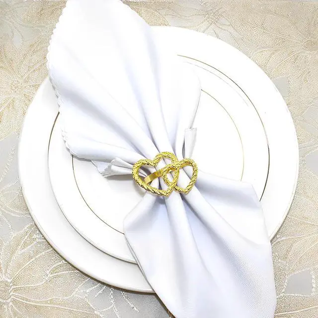Alt view image 6 of 7 - Napkin Rings Set of 6,Gold Heart Napkin Ring,Metal Alloy Heart Napkin Ring for Wedding, Dinner Party, Table Decor and Daily Use