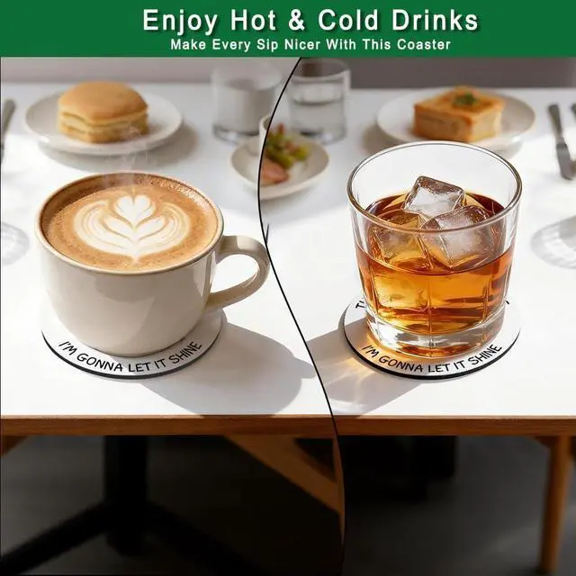 Alt view image 5 of 6 - This Little Light of Mine Im Gonna Let It Shine Drink Cup Holder Coaster Set of 2, Funny Dumpster Fire Coffee Cup Mats for Office Desk Decor, Inspirational Work Gifts for Women Men Coworkers