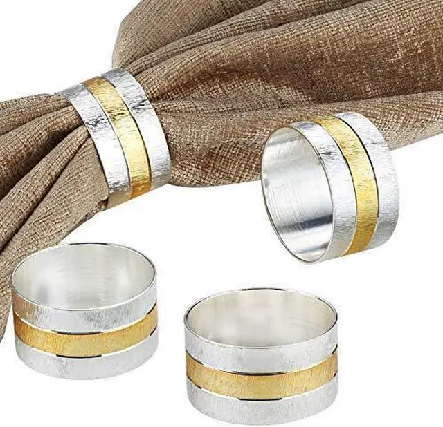 Alt view image 3 of 3 - Accmor Napkin Rings, Metal Gold Round Napkin Rings Buckles for Table Decorations, Wedding, Dinner, Party, Set of 4