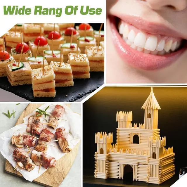 Alt view image 6 of 7 - Toothpick Holders 2 Pack with 4800 Picks,Round Toothpicks Double-Side Point for Teeth,Food Pick,Appetizers,Cocktails Fruits,Olive&DIY Craft.