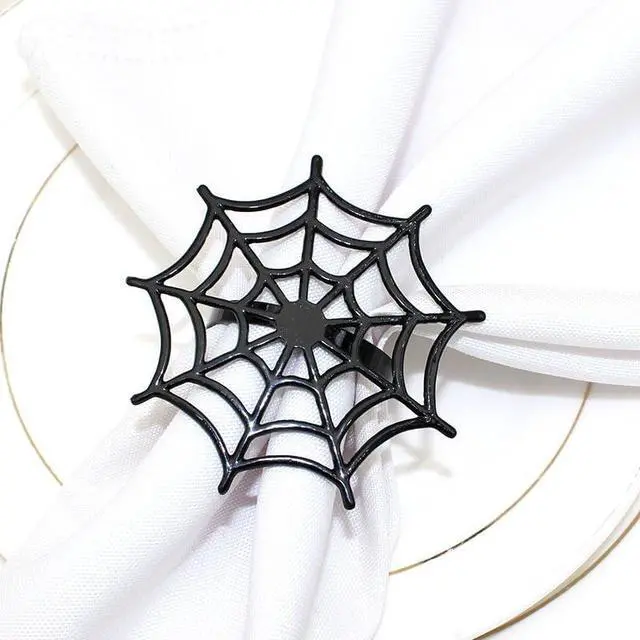 Alt view image 3 of 6 - 6Pcs Halloween Spider Web Napkin Rings Metal Spooky Napkin Holder Napkin Buckle Serviette Buckle Party Supplies for Halloween Dinning Table Costume