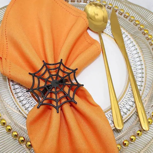 Alt view image 4 of 6 - 6Pcs Halloween Spider Web Napkin Rings Metal Spooky Napkin Holder Napkin Buckle Serviette Buckle Party Supplies for Halloween Dinning Table Costume