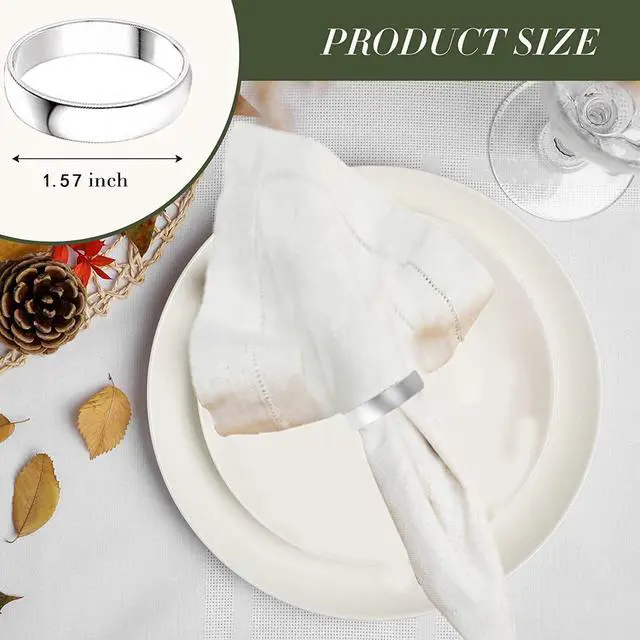 Alt view image 2 of 6 - Silvery Napkin Rings-10 Pcs Stainless Steel Napkin Rings | Metal Napkin Ring for Table Settings Wedding Christmas Party Dinner Table