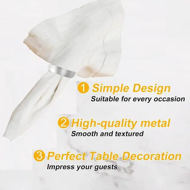 Alt view image 4 of 6 - Silvery Napkin Rings-10 Pcs Stainless Steel Napkin Rings | Metal Napkin Ring for Table Settings Wedding Christmas Party Dinner Table