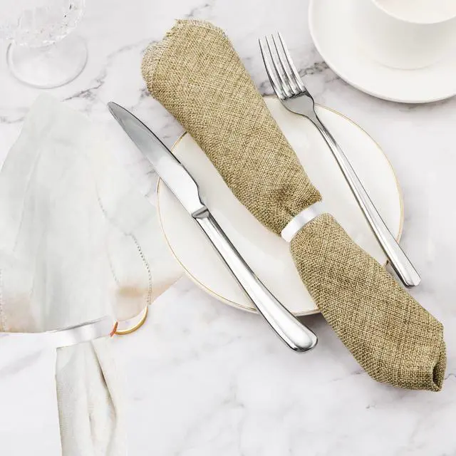 Alt view image 5 of 6 - Silvery Napkin Rings-10 Pcs Stainless Steel Napkin Rings | Metal Napkin Ring for Table Settings Wedding Christmas Party Dinner Table