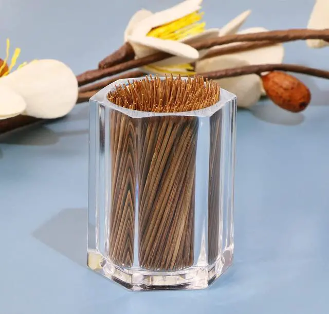 Alt view image 3 of 7 - ONLYKXY 2pcs Clear Acrylic Toothpick Holder Elegant Clean For Home Kitchen Storage Gadgets Creative Portable Toothpick Box (Rhombu)