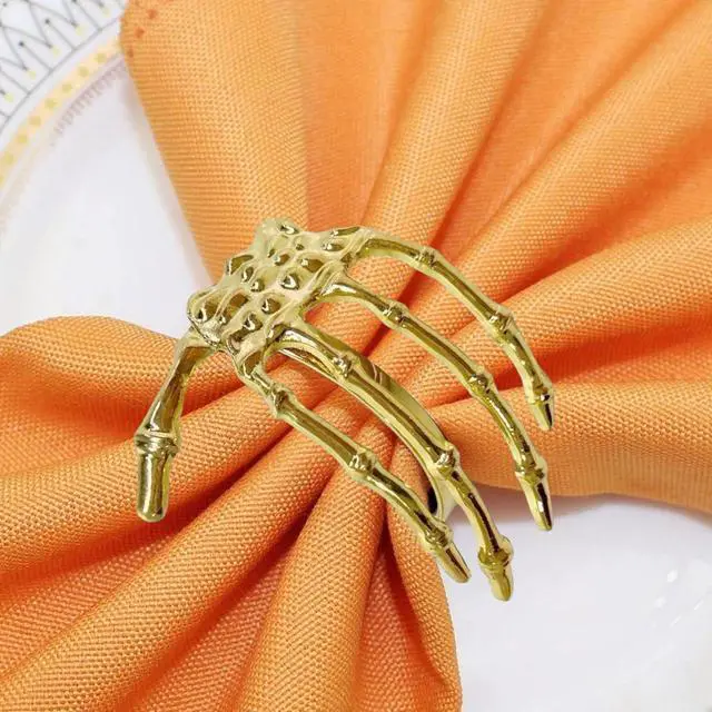 Alt view image 2 of 7 - Halloween Napkin Rings Set of 6 Skeleton Hand Gold Napkin Ring | Halloween Decor,Napkin Rings,HoldersHorror Theme Napkin Ring,for Party Dinner Wedding Banquet Dinning Table Decoration