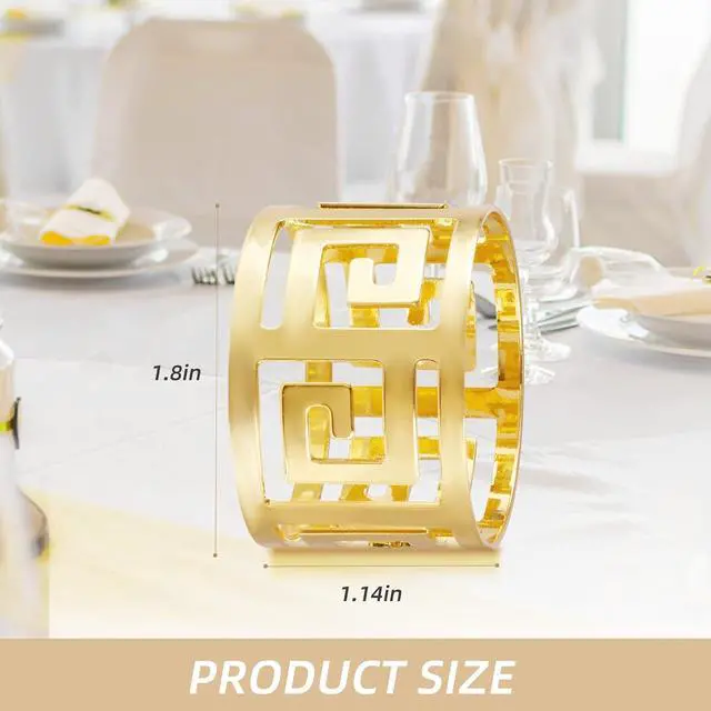 Alt view image 4 of 7 - Gold Napkin Rings Set of 12 - Sparkle Metal Napkin Buckles - Elegant Dining Table Decor for Wedding, Holiday, Garden Party