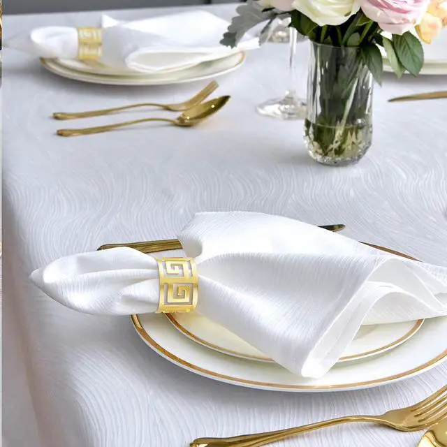 Alt view image 6 of 7 - Gold Napkin Rings Set of 12 - Sparkle Metal Napkin Buckles - Elegant Dining Table Decor for Wedding, Holiday, Garden Party