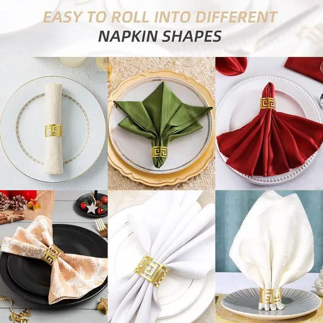 Alt view image 7 of 7 - Gold Napkin Rings Set of 12 - Sparkle Metal Napkin Buckles - Elegant Dining Table Decor for Wedding, Holiday, Garden Party