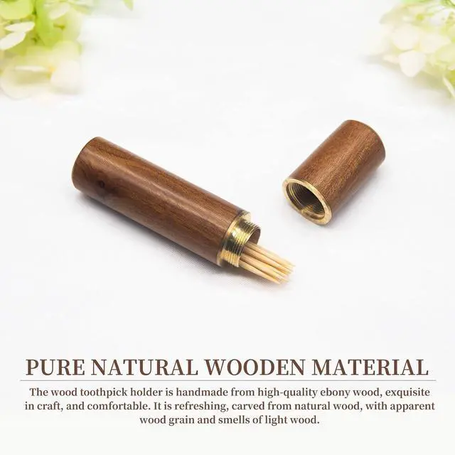 Alt view image 3 of 6 - Toothpick Holder Portable Wood Toothpick Case Waterproof Handmade Craft Toothpick Pocket Box for Storage Toothpicks, Needle, Pill, Bead, Ear Pick, Cotton Swab and Other Small Object (4 Packs)