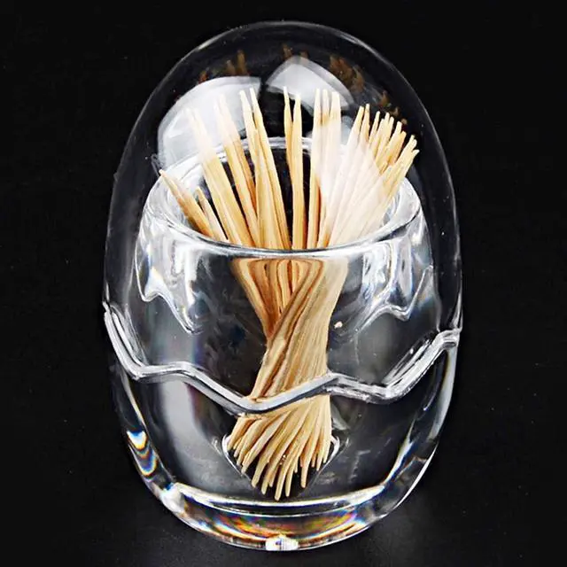 Alt view image 2 of 7 - Acrylic Toothpick Holder Dispenser Organizer Clear Storage Box with Lid (Egg Shape), YTBH-08363