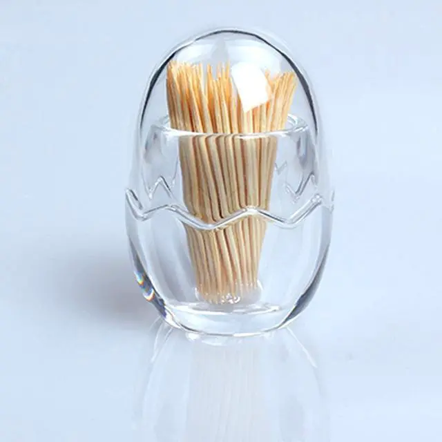Alt view image 4 of 7 - Acrylic Toothpick Holder Dispenser Organizer Clear Storage Box with Lid (Egg Shape), YTBH-08363