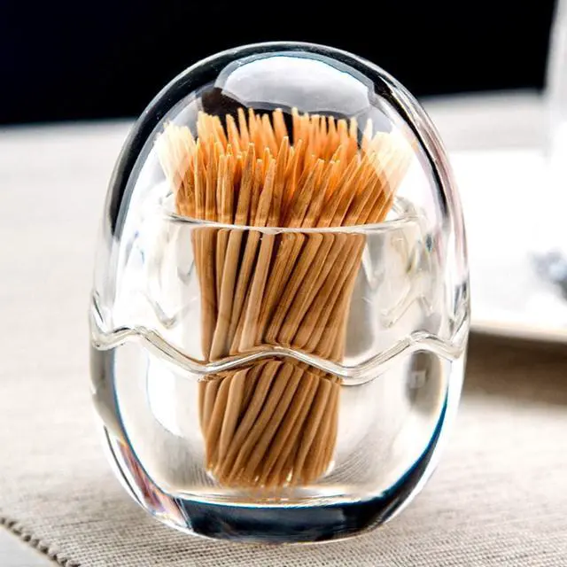 Alt view image 3 of 7 - Acrylic Toothpick Holder Dispenser Organizer Clear Storage Box with Lid (Egg Shape), YTBH-08363