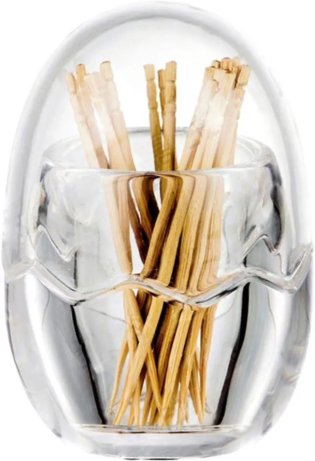 Main image of Acrylic Toothpick Holder Dispenser Organizer Clear Storage Box with Lid (Egg Shape), YTBH-08363