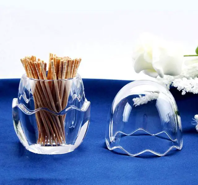 Alt view image 5 of 7 - Acrylic Toothpick Holder Dispenser Organizer Clear Storage Box with Lid (Egg Shape), YTBH-08363