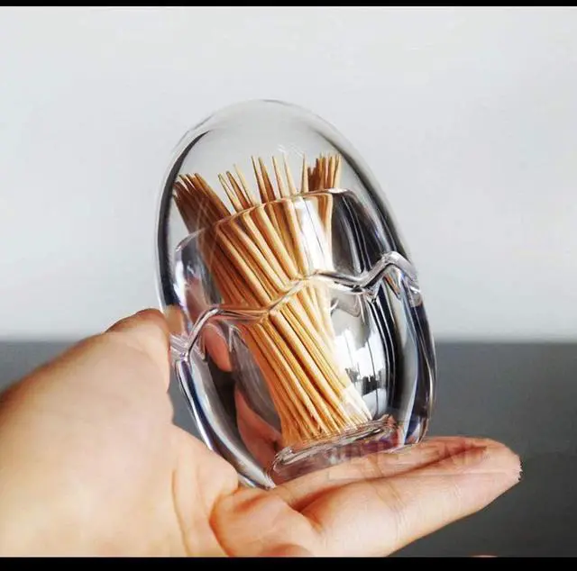 Alt view image 7 of 7 - Acrylic Toothpick Holder Dispenser Organizer Clear Storage Box with Lid (Egg Shape), YTBH-08363