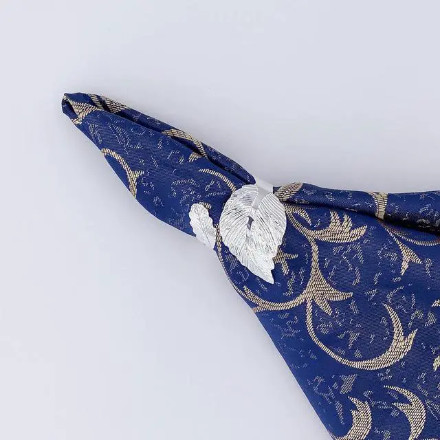 Alt view image 5 of 7 - 8 Pcs Napkin Rings Silver Napkin Ring Holder Metal Leaf Napkin Rings for Christmas Wedding Party Dinner Table Decor (Silver)